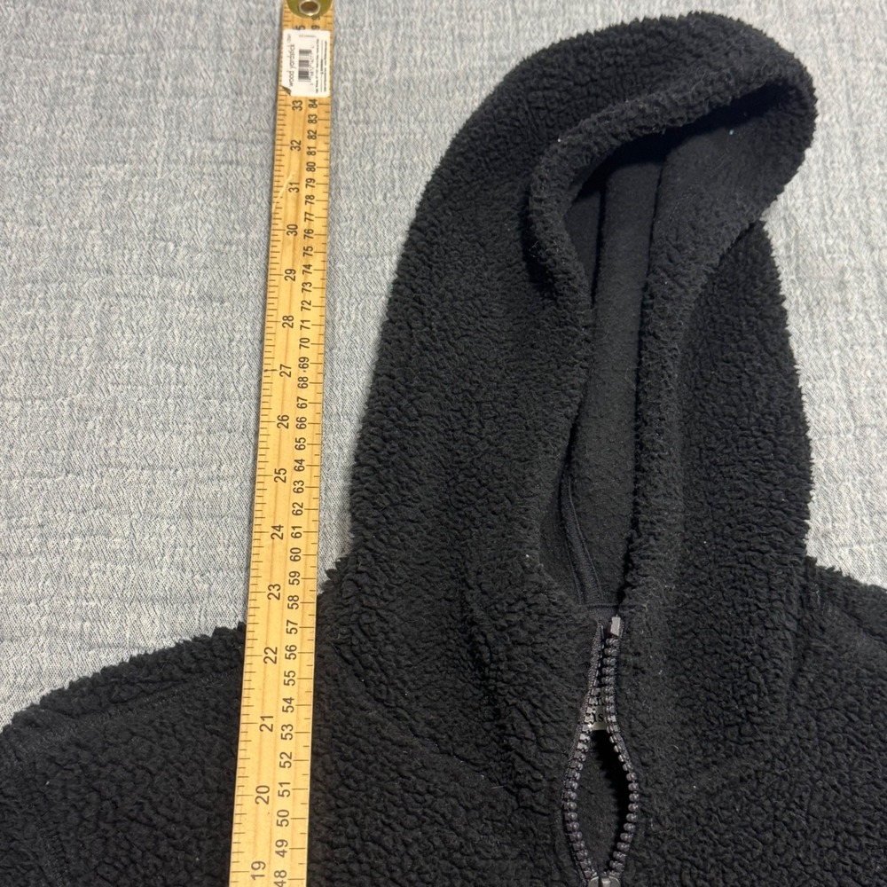 Abercrombie & Fitch Kids 11/12 Deep Pile 1/4 Zip Hoodie Black Sherpa Fleece - Picture 3 of 6